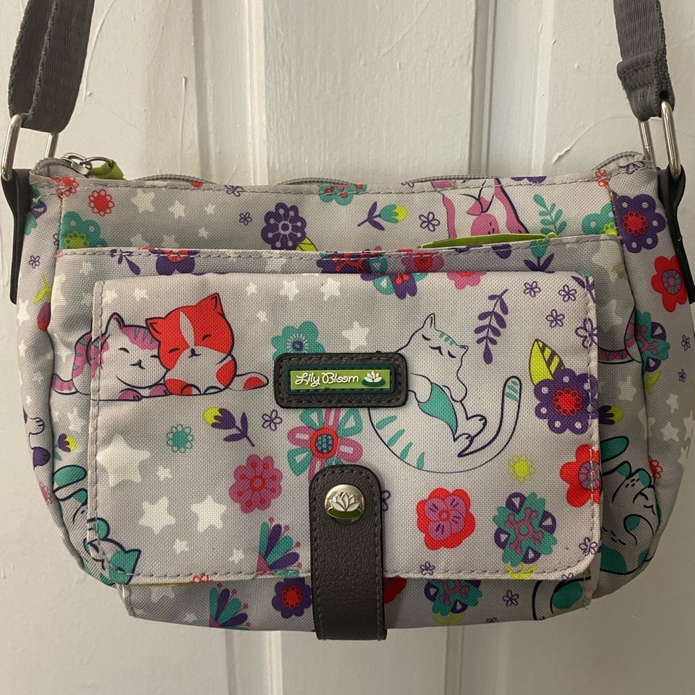 Lily Bloom Cat Print Purse with Adjustable Strap